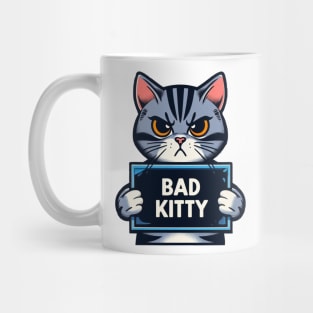 Bad Kitty Mugshot Drawing Mug